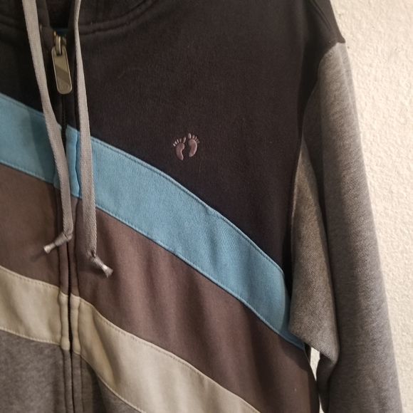 Y2k vintage hoodie Hang Ten Striped Full Zip-Up Hoodie Mens Size Small - Picture 2 of 14